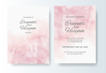 Wedding invitation with abstract splash watercolor