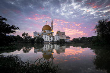 Beautiful sunrise at Klang Royal mosque