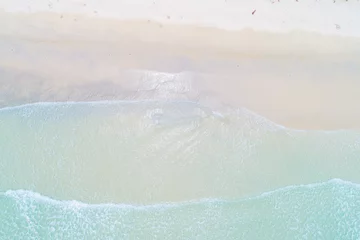 Stoff pro Meter Aerial view white snad beach wave turquoise water © themorningglory