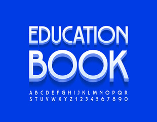 Vector modern sign Education Book. 3D Elegant Font. White set of Alphabet Letters and Numbers