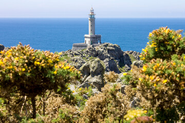 Fototapeta na wymiar Malpica, Spain. The lighthouse at Punta Nariga, a scenic headland in the Costa da Morte (Death Coast) in Galicia