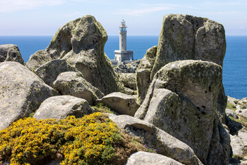 Fototapeta premium Malpica, Spain. The lighthouse at Punta Nariga, a scenic headland in the Costa da Morte (Death Coast) in Galicia
