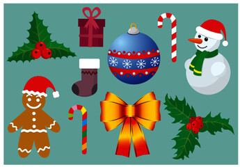 Christmas festive vector set