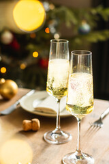 New Year's celebrations, two glasses of champagne