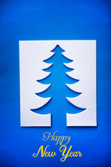 Paper Christmas tree. Christmas card. Christmas background