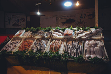Fish market and its restaurants in Agadir, Morocco