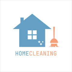 Simple home cleaning service logo and icon design idea. Creative Eco symbol template. Building and Home