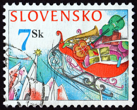 Postage stamp Slovakia 2003 sleigh full of gifts