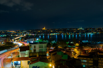 Fototapeta na wymiar Turkey, Marmara Region, Istambul - 20 April 2019 - Night landscape in Istanbul