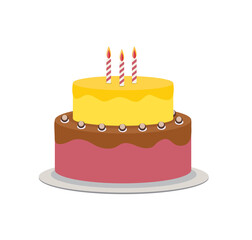 Birthday Cake Flat Icon for Your Design, Vector Illustration