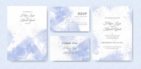 Wedding invitation with abstract splash watercolor