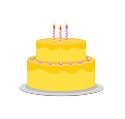 Birthday Cake Flat Icon for Your Design, Vector Illustration