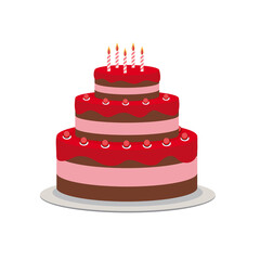 Birthday Cake Flat Icon for Your Design, Vector Illustration