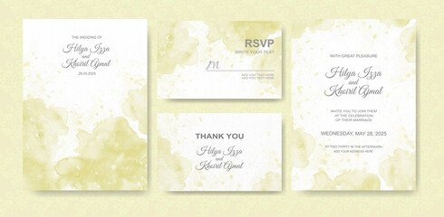 Wedding invitation with abstract splash watercolor