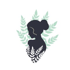 Silhouette of a girl in flowers