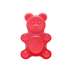 Red gummy bear isolated on white background. Vector illustration