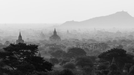 Silhouettes of Temples at Bagan, Myanmar