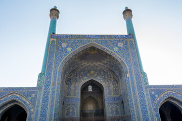 Iwans in the main courtyard of the Shah Mosque, located on the south side of Naghsh-e Jahan Square,...