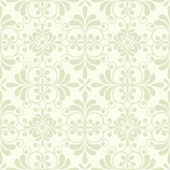 Fototapeta na wymiar Seamless light background with beige pattern in baroque style. Vector retro illustration. Ideal for printing on fabric or paper for wallpapers, textile, wrapping. 
