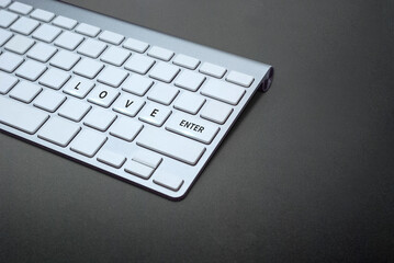 keyboard with a key and love word