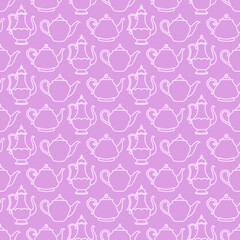 Seamless background with vintage teapots.