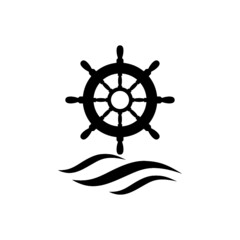 Ship wheel icon isolated on white background