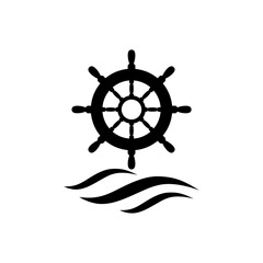 Ship wheel icon isolated on white background