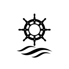 Ship wheel icon isolated on white background