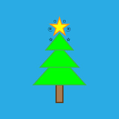 Christmas tree green and the star of the simple icons