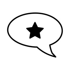 Star icon in bubble silhouette. Blak stroke