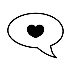 Heart icon in bubble silhouette. Blak stroke