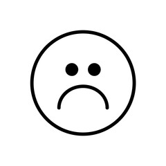 Sad smile icon. Outline pictogram isolated on white