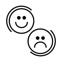 Sad and happy smile icon. Outline pictogram isolated on white