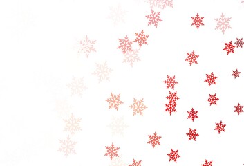 Light Green, Red vector template with ice snowflakes, stars.