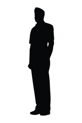Obraz premium Military officer silhouette vector, person in black and white.
