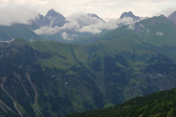 Panorama of Alps opening from Fellhorn peak, Bavaria, Germany