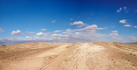 Panorama of the Negev desert from a clouds