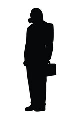 A soldier in chemical protection suit silhouette vector, person in black and white.