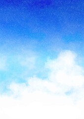 青空に浮かぶ雲の和紙に描かれたイラスト