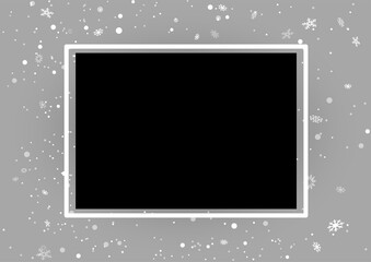 Christmas rectangular photo template with snow