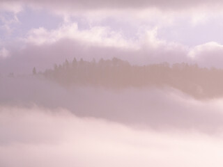 Carpatian mountains at the fog