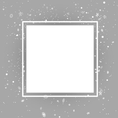 Christmas square photo template with snow