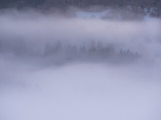 Obraz na płótnie Canvas Carpatian mountains at the fog
