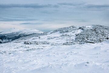 Snowy landscape in Low Tatras mountains, Slovakia, winter scene