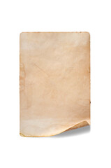 An old crumpled piece of paper. Copy space. Isolated on white