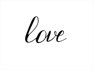 Lettering love. Doodle. Black and white image. Minimalism.