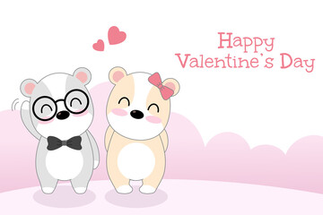 Naklejka premium Vector celebratioin of cute dog loving couple.