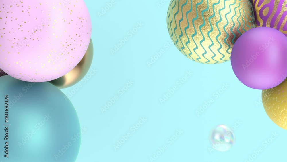 Poster abstract holidays background with geometric balloons. 3d render.