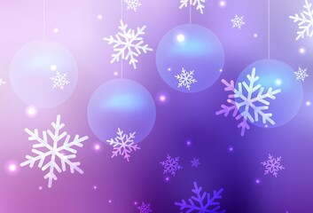 Light Purple, Pink vector pattern in Christmas style.