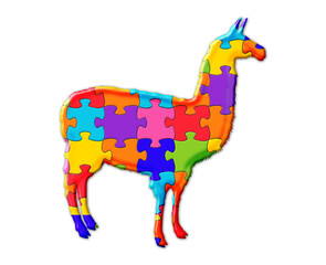 llama animal Jigsaw Autism puzzle illustration